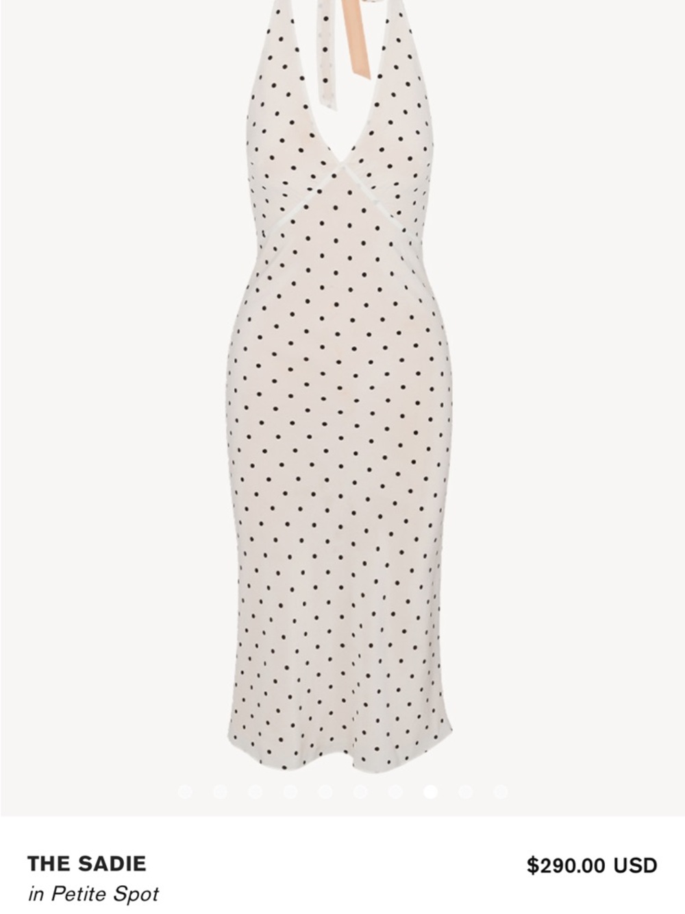 NWT Realisation Par The Sadie Halter Dress, white polka dot